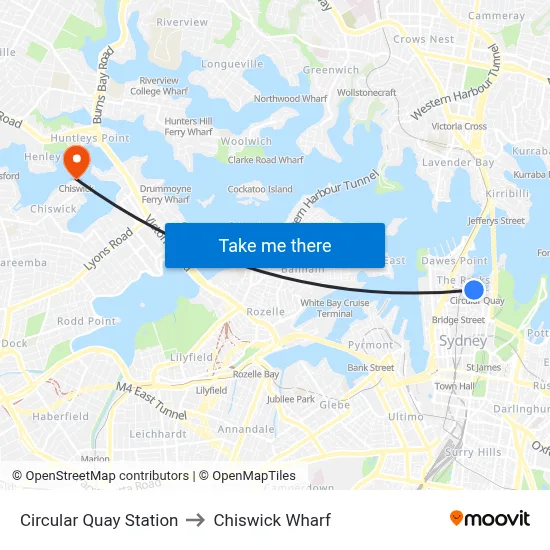 Circular Quay Station to Chiswick Wharf map