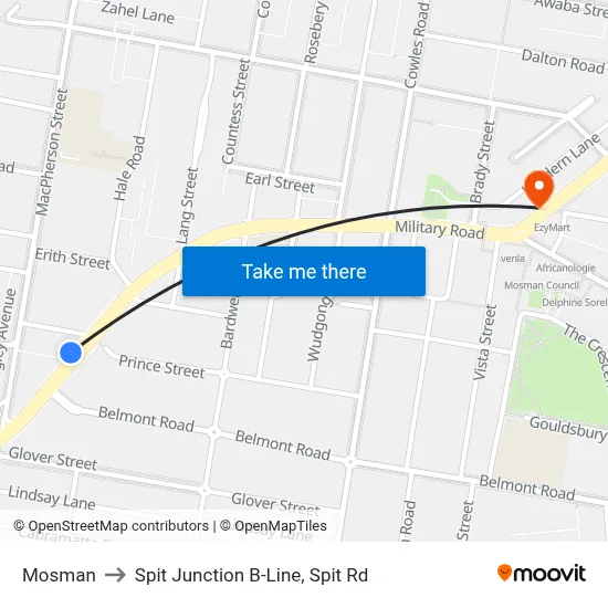 Mosman to Spit Junction B-Line, Spit Rd map