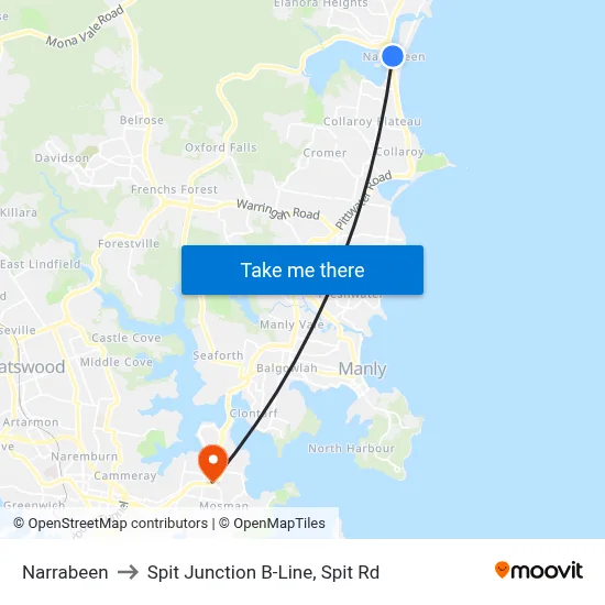 Narrabeen to Spit Junction B-Line, Spit Rd map