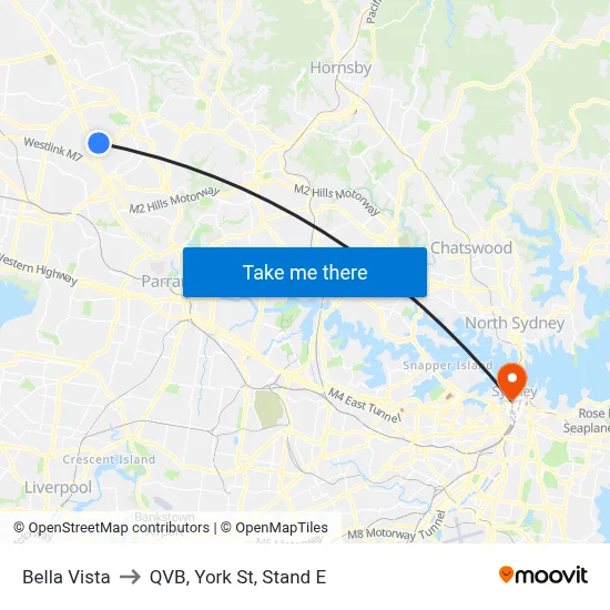 Bella Vista to QVB, York St, Stand E map