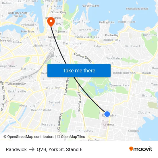 Randwick to QVB, York St, Stand E map