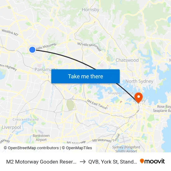 M2 Motorway Gooden Reserve to QVB, York St, Stand E map