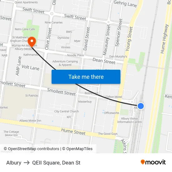 Albury to QEII Square, Dean St map