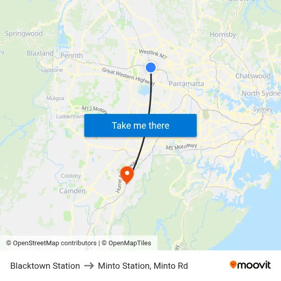 Blacktown Station to Minto Station, Minto Rd map
