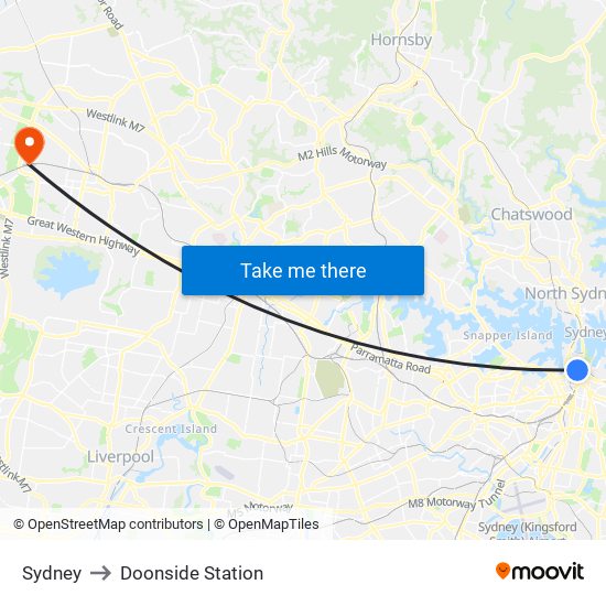 Sydney to Doonside Station map