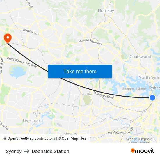 Sydney to Doonside Station map
