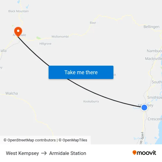 West Kempsey to Armidale Station map