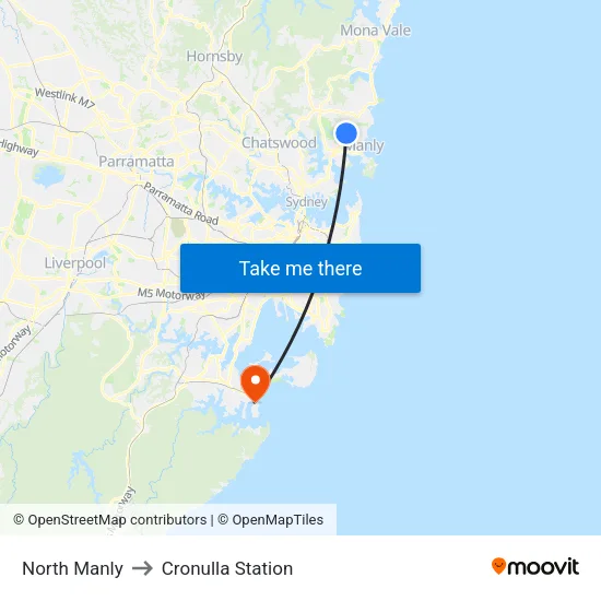 North Manly to Cronulla Station map