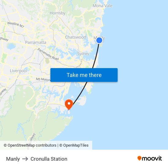 Manly to Cronulla Station map