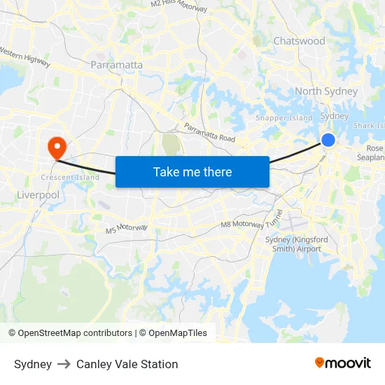 Sydney to Canley Vale Station map