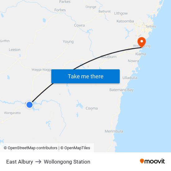 East Albury to Wollongong Station map