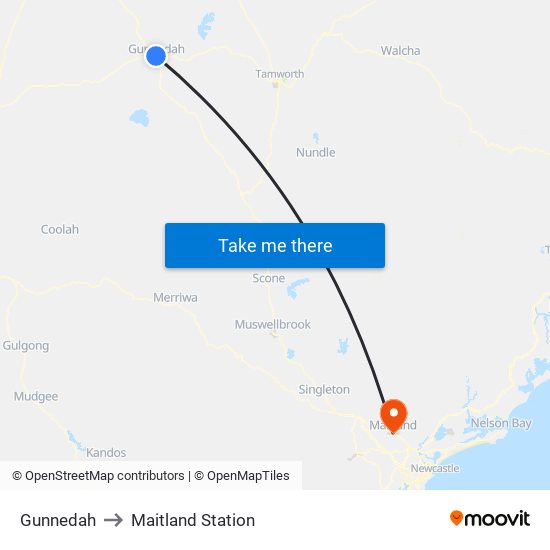 Gunnedah to Maitland Station map