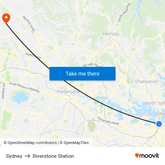 Sydney to Riverstone Station map