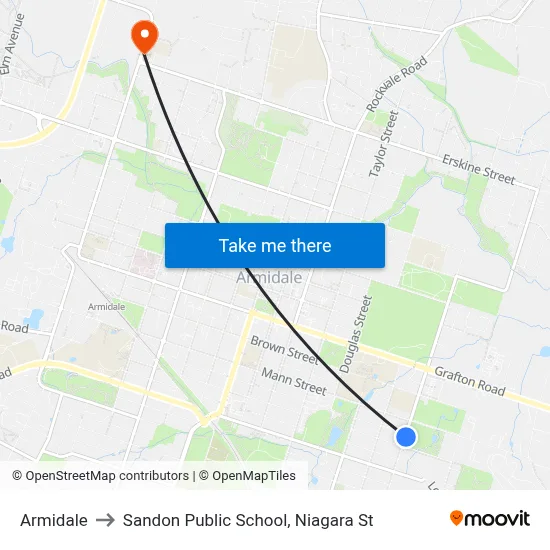 Armidale to Sandon Public School, Niagara St map
