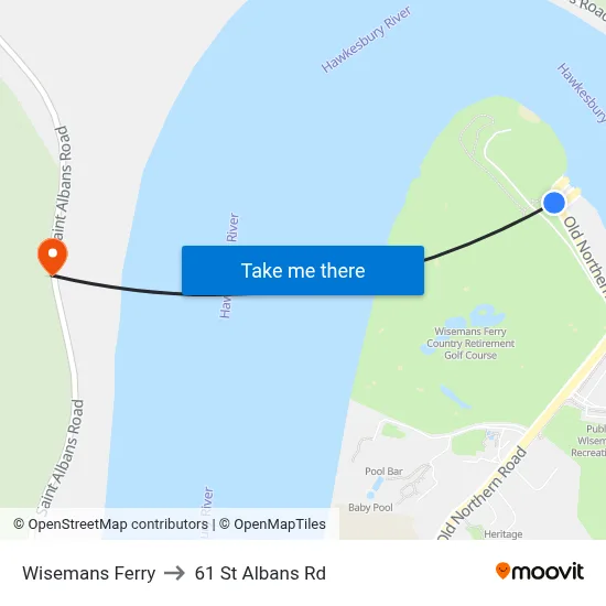 Wisemans Ferry to 61 St Albans Rd map