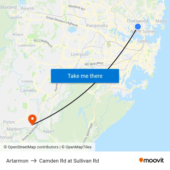 Artarmon to Camden Rd at Sullivan Rd map