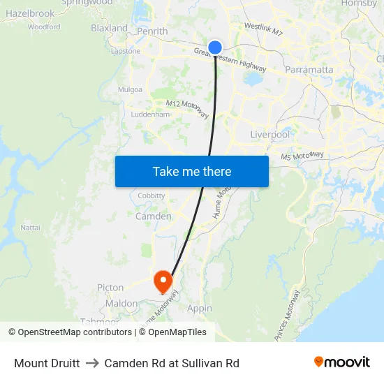 Mount Druitt to Camden Rd at Sullivan Rd map