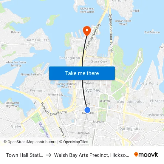 Town Hall Station to Walsh Bay Arts Precinct, Hickson Rd map