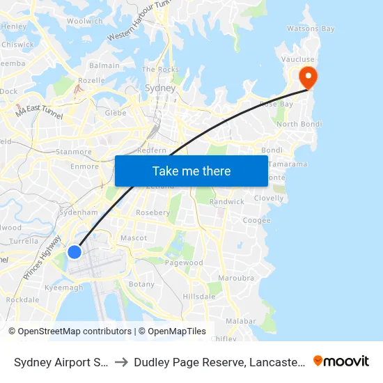 Sydney Airport SYD to Dudley Page Reserve, Lancaster Rd map