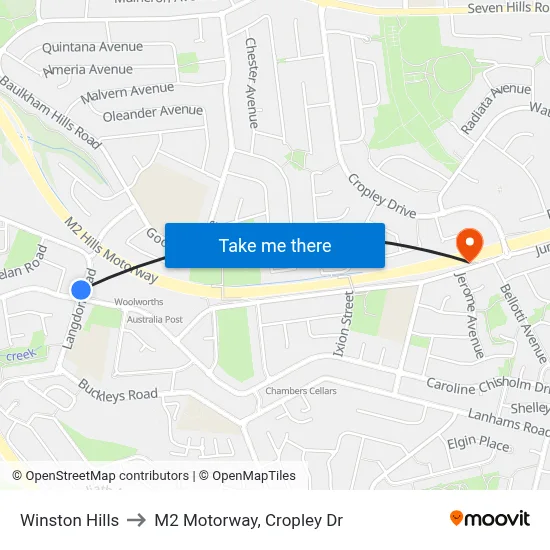 Winston Hills to M2 Motorway, Cropley Dr map