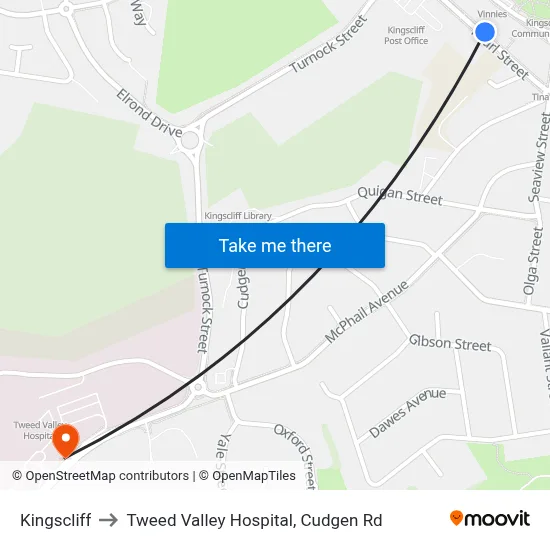Kingscliff to Tweed Valley Hospital, Cudgen Rd map