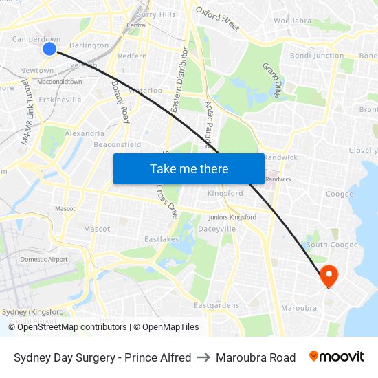 Sydney Day Surgery - Prince Alfred to Maroubra Road map