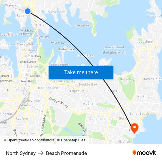 North Sydney to Beach Promenade map