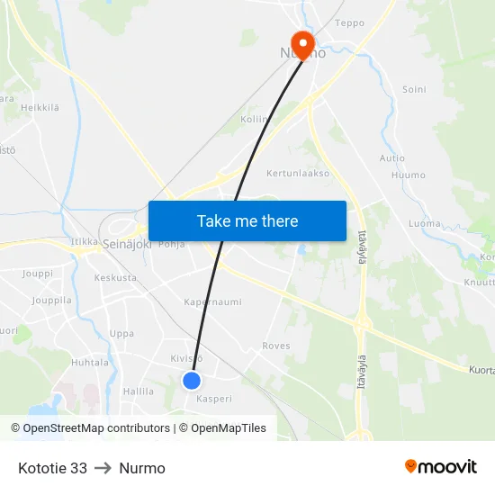 Kototie 33 to Nurmo map