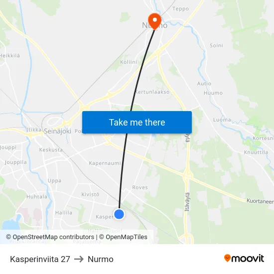 Kasperinviita 27 to Nurmo map