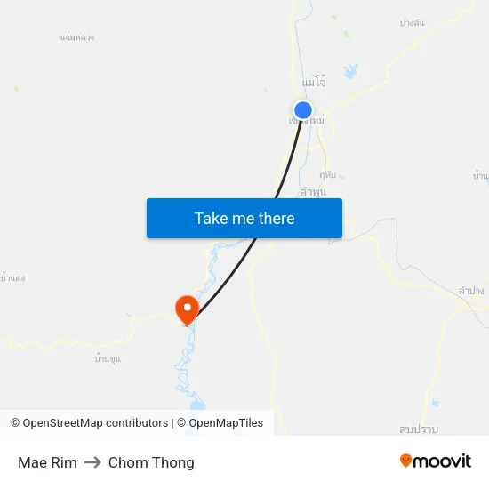 Mae Rim to Chom Thong map