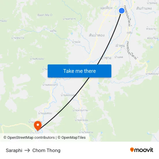 Saraphi to Chom Thong map