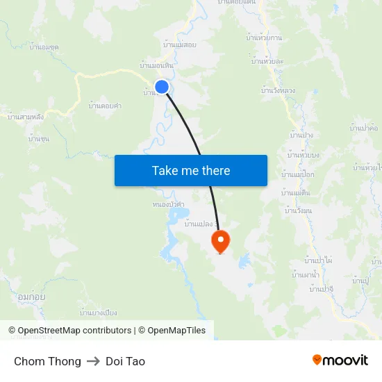 Chom Thong to Doi Tao map