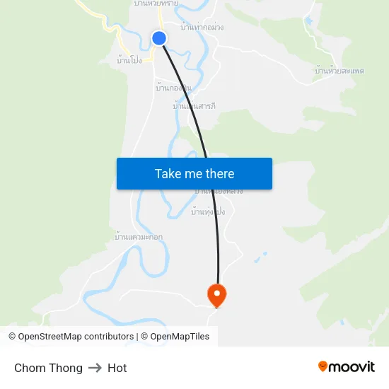 Chom Thong to Hot map