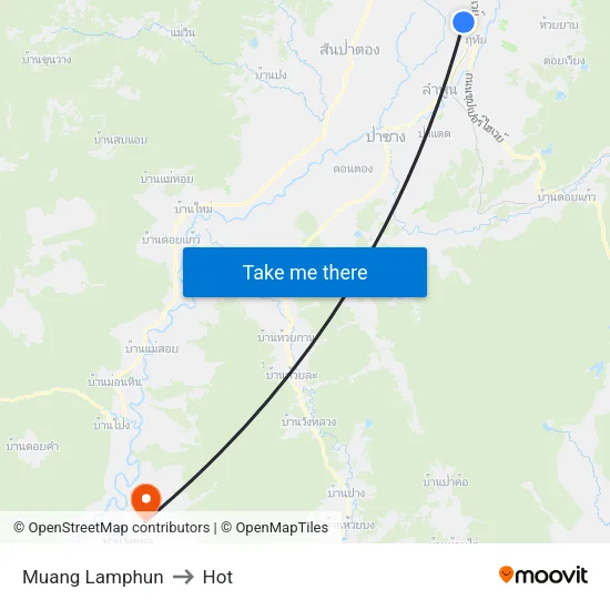 Muang Lamphun to HOT map
