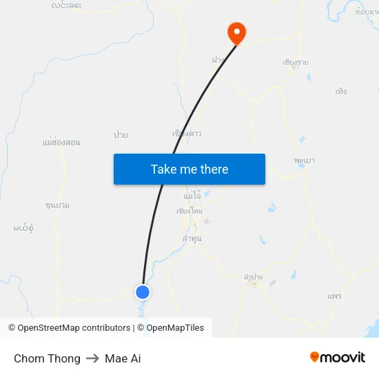 Chom Thong to Mae Ai map