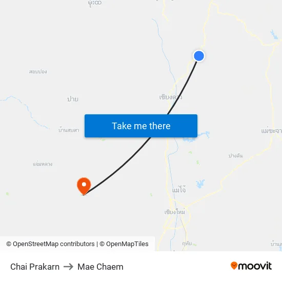 Chai Prakarn to Mae Chaem map