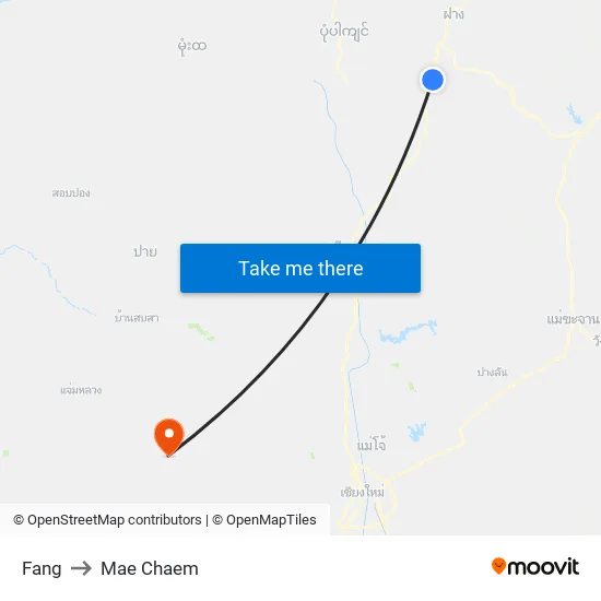 Fang to Mae Chaem map