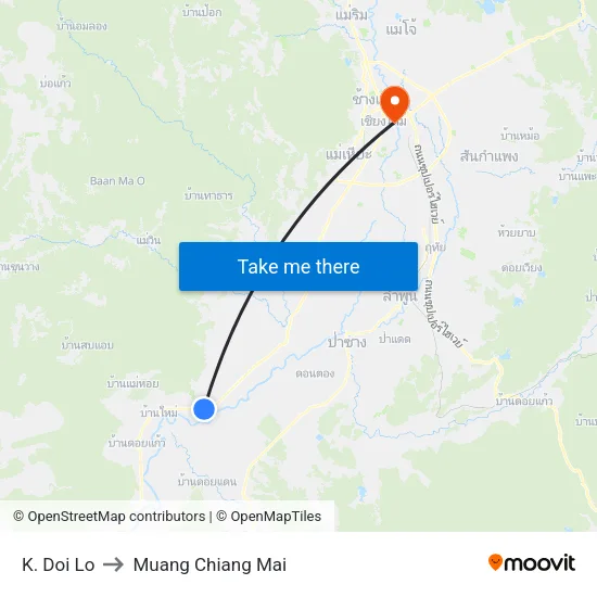 K. Doi Lo to Muang Chiang Mai map