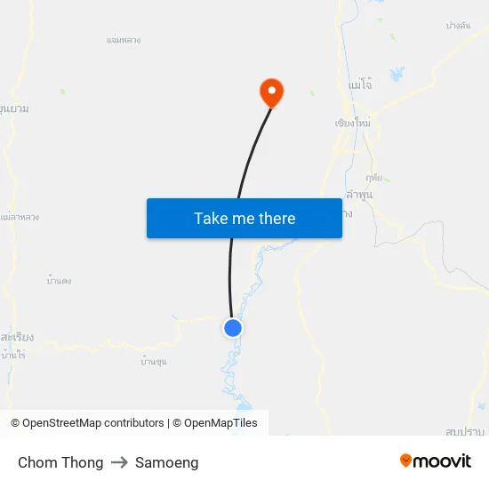 Chom Thong to Samoeng map