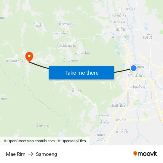 Mae Rim to Samoeng map