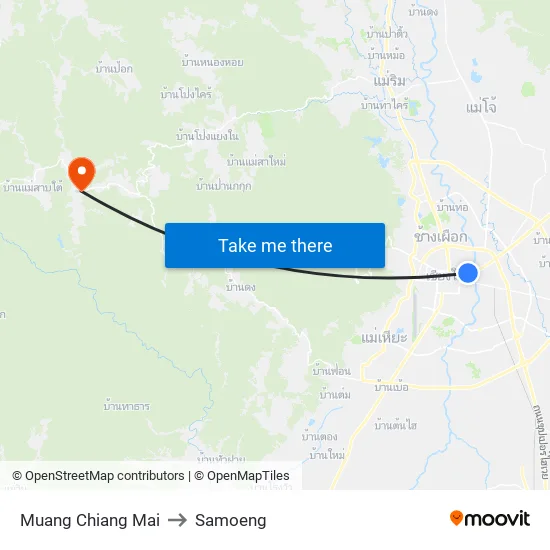 Muang Chiang Mai to Samoeng map