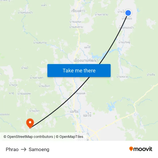 Phrao to Samoeng map