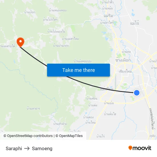 Saraphi to Samoeng map