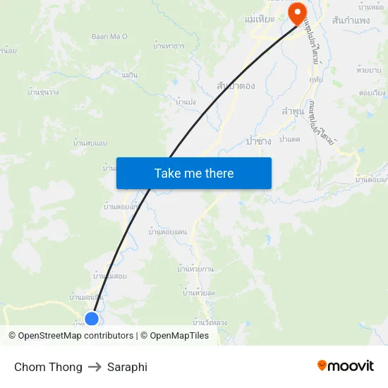 Chom Thong to Saraphi map