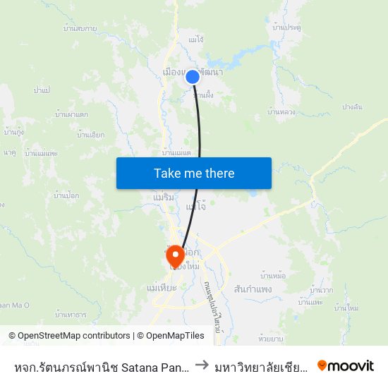 หจก.รัตนภรณ์พานิช Satana Panich Ltd to มหาวิทยาลัยเชียงใหม่ map