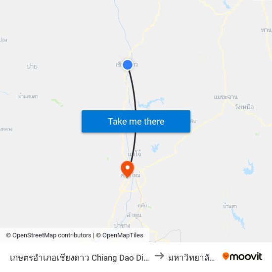 เกษตรอำเภอเชียงดาว Chiang Dao District Agriculture Office to มหาวิทยาลัยเชียงใหม่ map