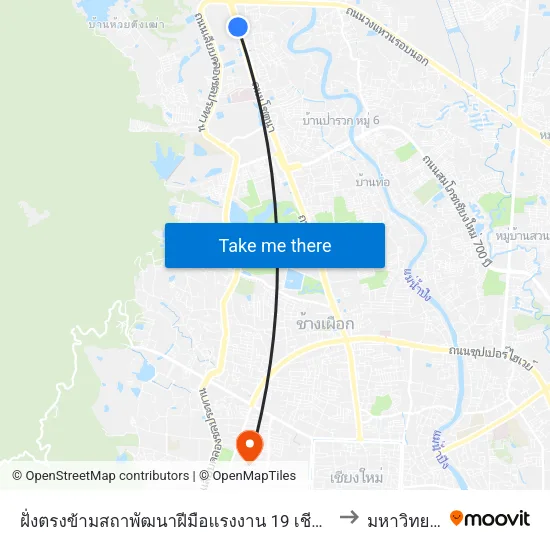 ฝั่งตรงข้ามสถาพัฒนาฝีมือแรงงาน 19 เชียงใหม่ Opposite Cm Provincial Skill Development to มหาวิทยาลัยเชียงใหม่ map