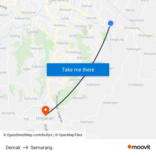 Demak to Semarang map