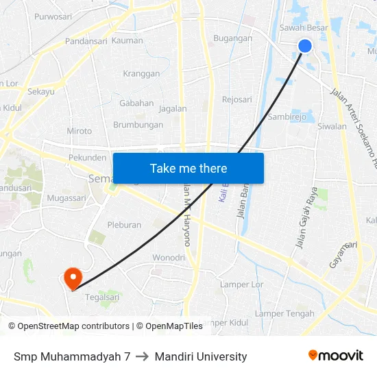 Smp Muhammadyah 7 to Mandiri University map