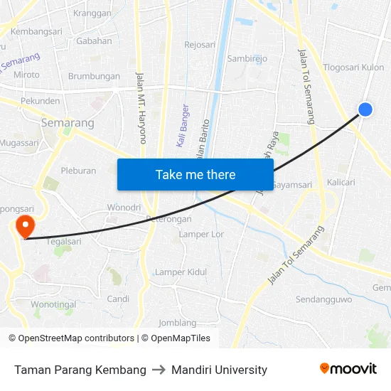 Taman Parang Kembang to Mandiri University map